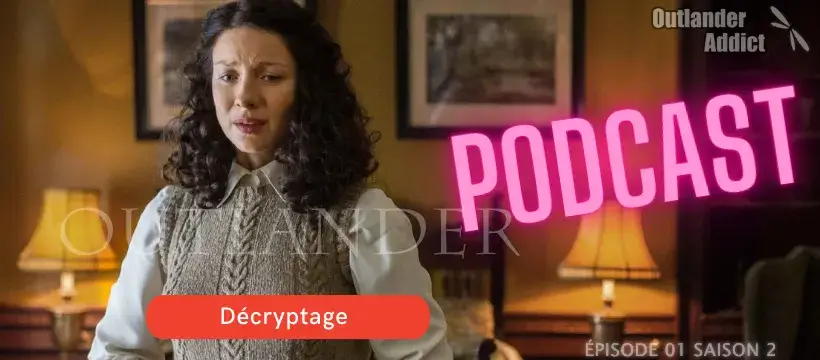 Claire Fraser dans sa chambre dans la maison du révérend à Inverness, bouleversée après son retour du XVIIIe siècle – Outlander saison 2 épisode 1 travers le miroir