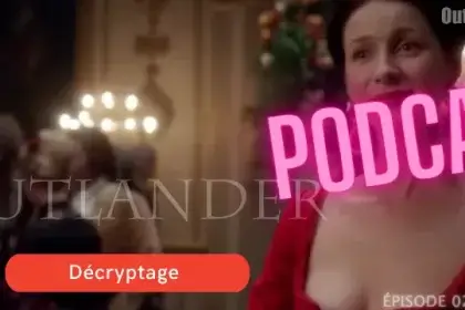 Claire Fraser en robe rouge éclatante à un bal royal à Versailles – Outlander saison 2 épisode 2 Introduction à Versailles