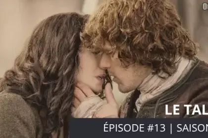 Claire et Jamie dans un moment de tendresse. Ils s'apprêtent à se dire Adieu. Jamie souhaite que Claire retourne à son époque afin de la protéger des conséquences de la guerre.- Outlander saison 2 épisode 13 "Le Talisman"