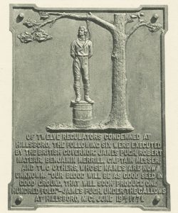 Plaque commémorative pour les personnes exécutées à l'issue de la bataille d'Alamance