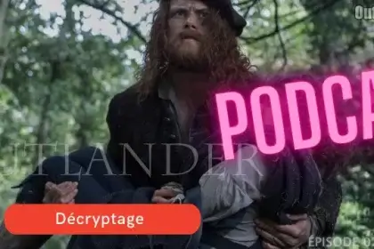 Jamie porte dans ses bras Fergus gravement blessé. Episode 2 saison 3 Outlander : L'histoire en marche