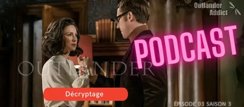 Claire et Franck se font face. L'atmosphère entre eux à l'air tendue. Franck retient Claire par le poignet. Outlander saison 3 épisode 3 : Dette d'honneur