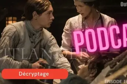 Claire fait face à une crise sanitaire à bord de L'Artémis. Elle essaye de gérer cette crise avec l'aide d'Elias Pound un jeune marin pour qui elle développera une forme de tendresse. Outlander saison 3 épisode 10 "Ciel et Terre"