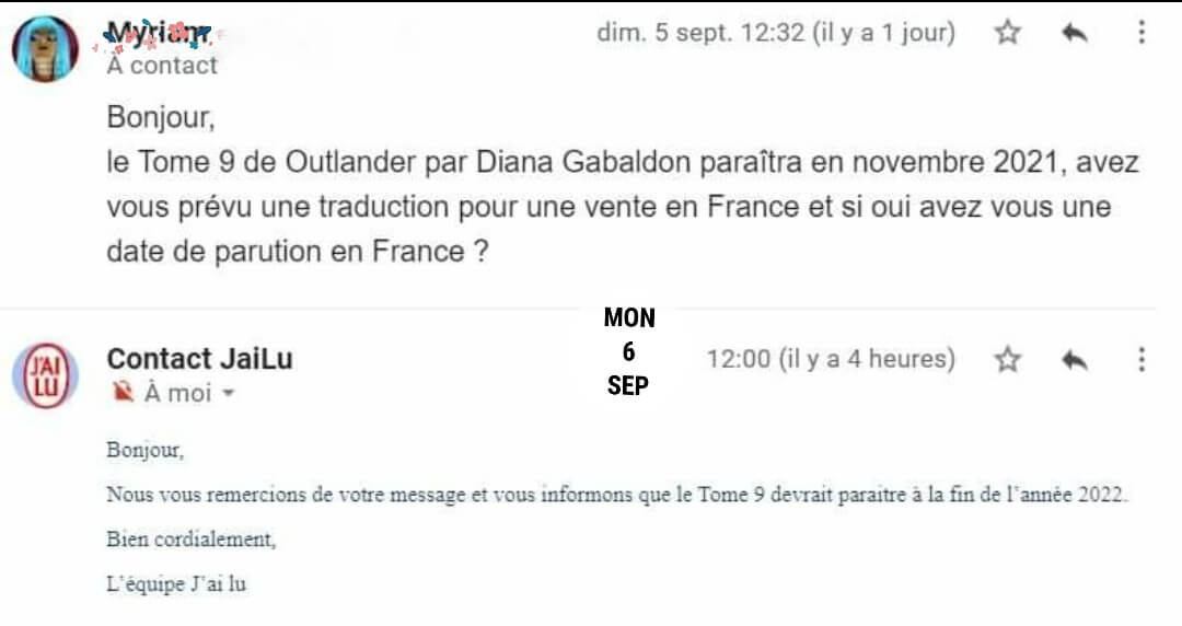Outlander Tome 9 Date De Sortie France