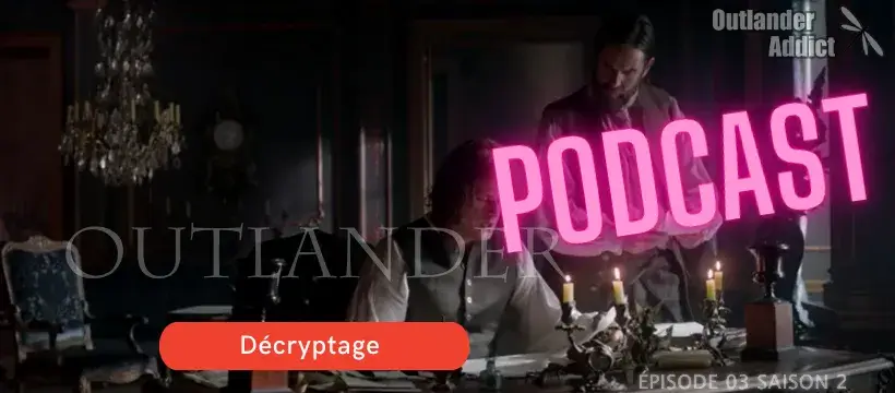 Jamie Fraser et Murtagh tente de déchiffrer des lettres codées dans leur salon parisien – Outlander saison 2 épisode 3 "La partition de musique".