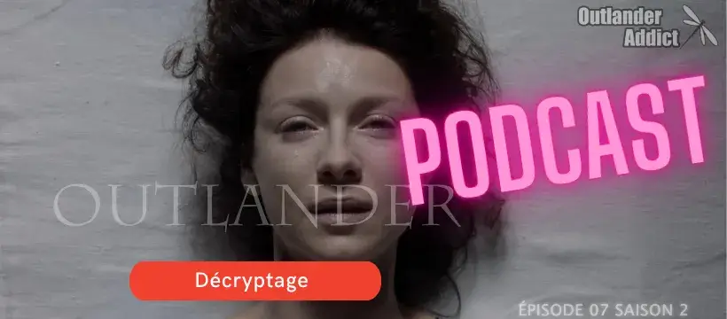 Claire Fraser allongée, les yeux ouverts après sa fausse couche, une épreuve traumatisante – Outlander saison 2 épisode 7 "Faith"
