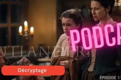 Mary Hawkins et Claire font face à Murtagh avec un regard rempli de terreur suite à sa promesse de les venger toutes les deux. - Outlander saison 2 épisode 11 "Règlement de compte"