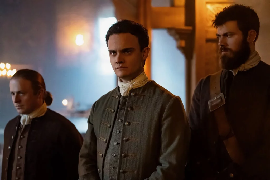 le clan mackenzie au chateau de leoch lors du test de virginité d'Ellen dans l'épisode 8 de blood of my blood