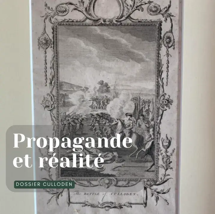 gravure du XVIIIe siècle représentant la bataille de Culloden et la propagande anti-jacobite