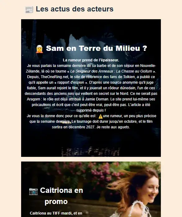 La Gazette de Fraser’s Ridge newsletter Outlander